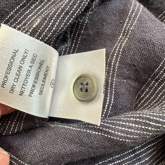 Gentle Fawn Tunic Size Medium Half Button Shirt Dress Stripe Linen Blend Navy - Picture 7 of 8